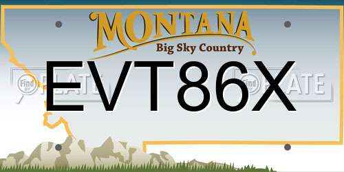 EVT86X Montana License Plate