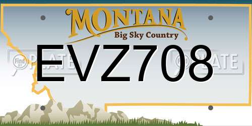 EVZ708 Montana License Plate