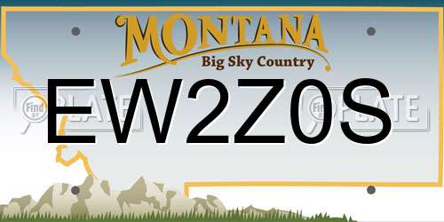 EW2Z0S Montana License Plate