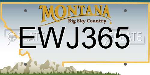 EWJ365 Montana License Plate