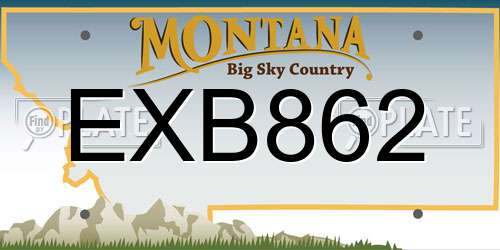 EXB862 Montana License Plate