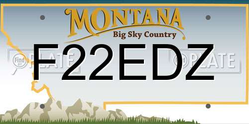 F22EDZ Montana License Plate
