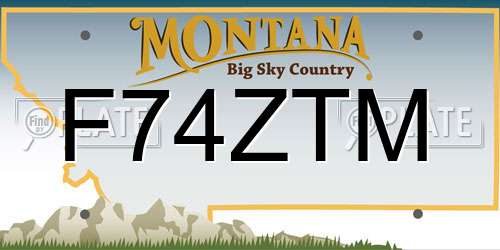F74ZTM Montana License Plate