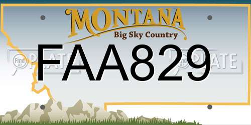 FAA829 Montana License Plate