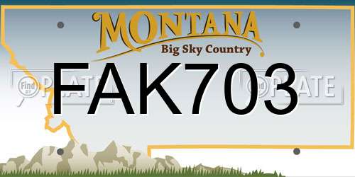 FAK703 Montana License Plate