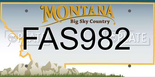 FAS982 Montana License Plate
