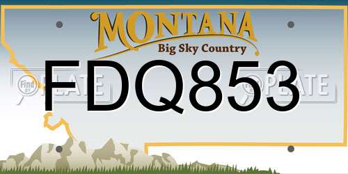 FDQ853 Montana License Plate