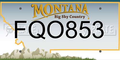 FQO853 Montana License Plate