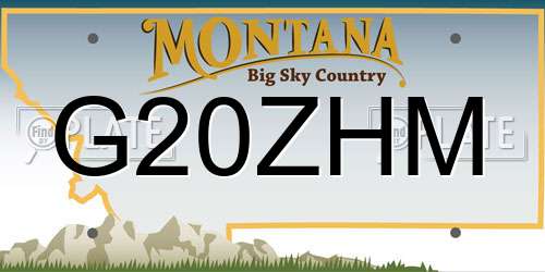 G20ZHM Montana License Plate