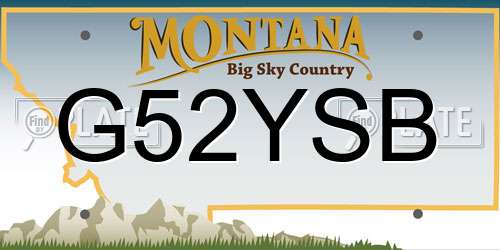 G52YSB Montana License Plate