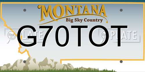 G70TOT Montana License Plate