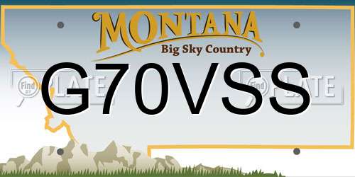 G70VSS Montana License Plate