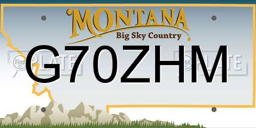 G70ZHM Montana License Plate