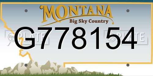 G778154 Montana License Plate