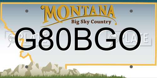 G80BGO Montana License Plate