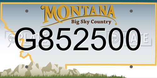 G852500 Montana License Plate