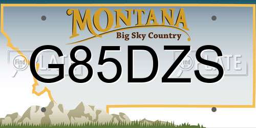 G85DZS Montana License Plate