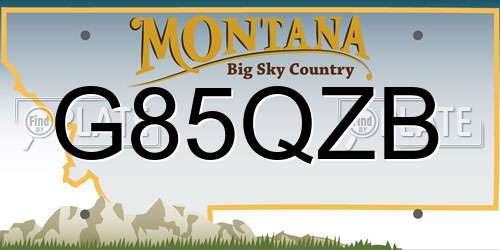 G85QZB Montana License Plate