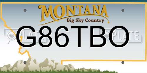 G86TBO Montana License Plate