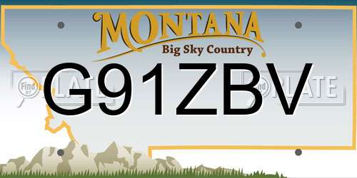 G91ZBV Montana License Plate
