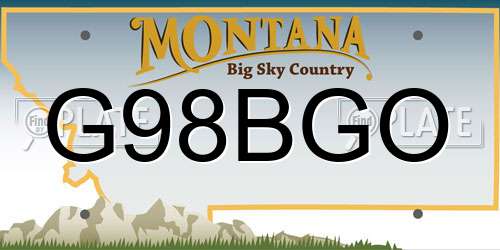 G98BGO Montana License Plate