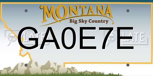 GA0E7E Montana License Plate