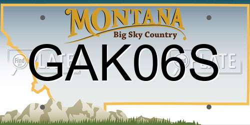 GAK06S Montana License Plate
