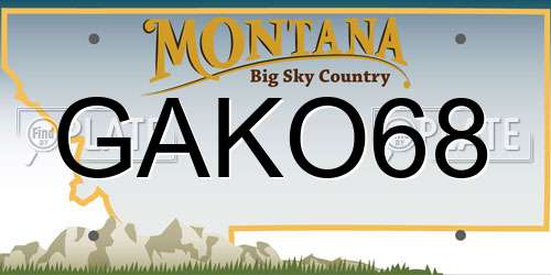 GAKO68 Montana License Plate