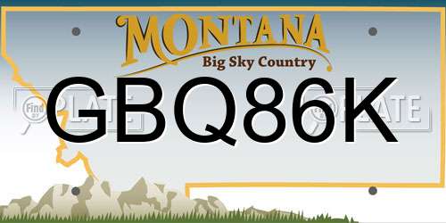 GBQ86K Montana License Plate