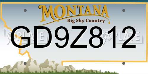 GD9Z812 Montana License Plate