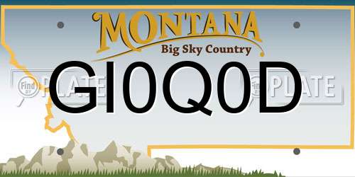 GI0Q0D Montana License Plate