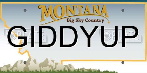 GIDDYUP Montana License Plate