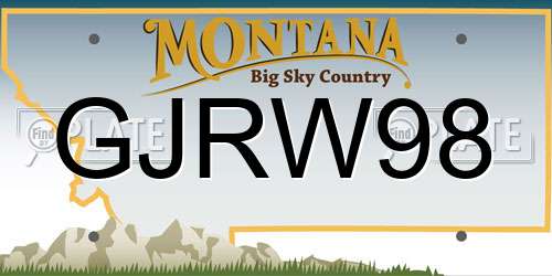 GJRW98 Montana License Plate