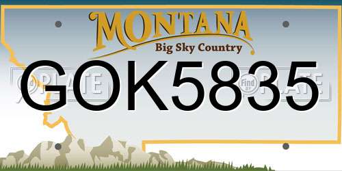 GOK5835 Montana License Plate