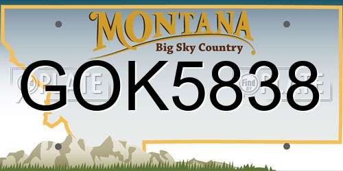 GOK5838 Montana License Plate