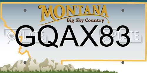 GQAX83 Montana License Plate