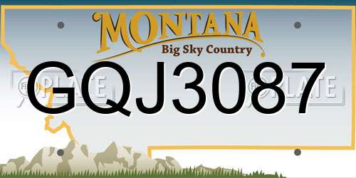 GQJ3087 Montana License Plate