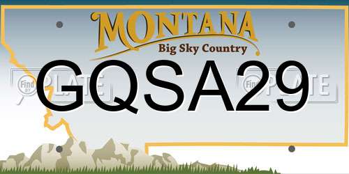 GQSA29 Montana License Plate