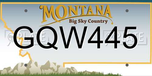 GQW445 Montana License Plate