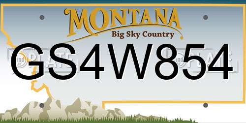 GS4W854 Montana License Plate