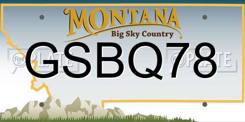 GSBQ78 Montana License Plate