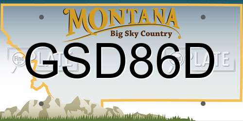 GSD86D Montana License Plate