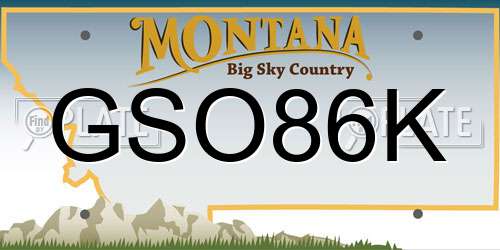 GSO86K Montana License Plate