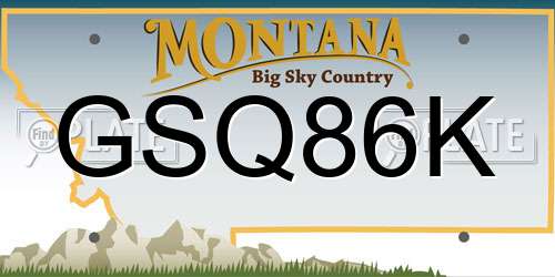GSQ86K Montana License Plate