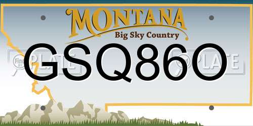 GSQ86O Montana License Plate