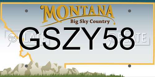 GSZY58 Montana License Plate