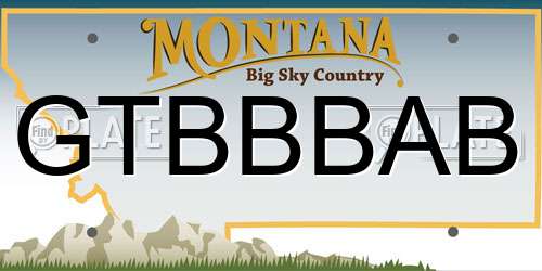 GTBBBAB Montana License Plate