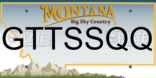 GTTSSQQ Montana License Plate