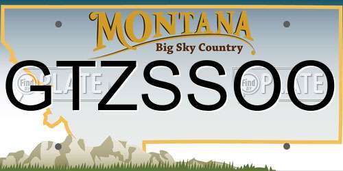 GTZSSOO Montana License Plate