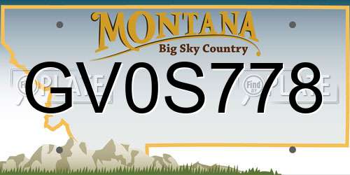 GV0S778 Montana License Plate